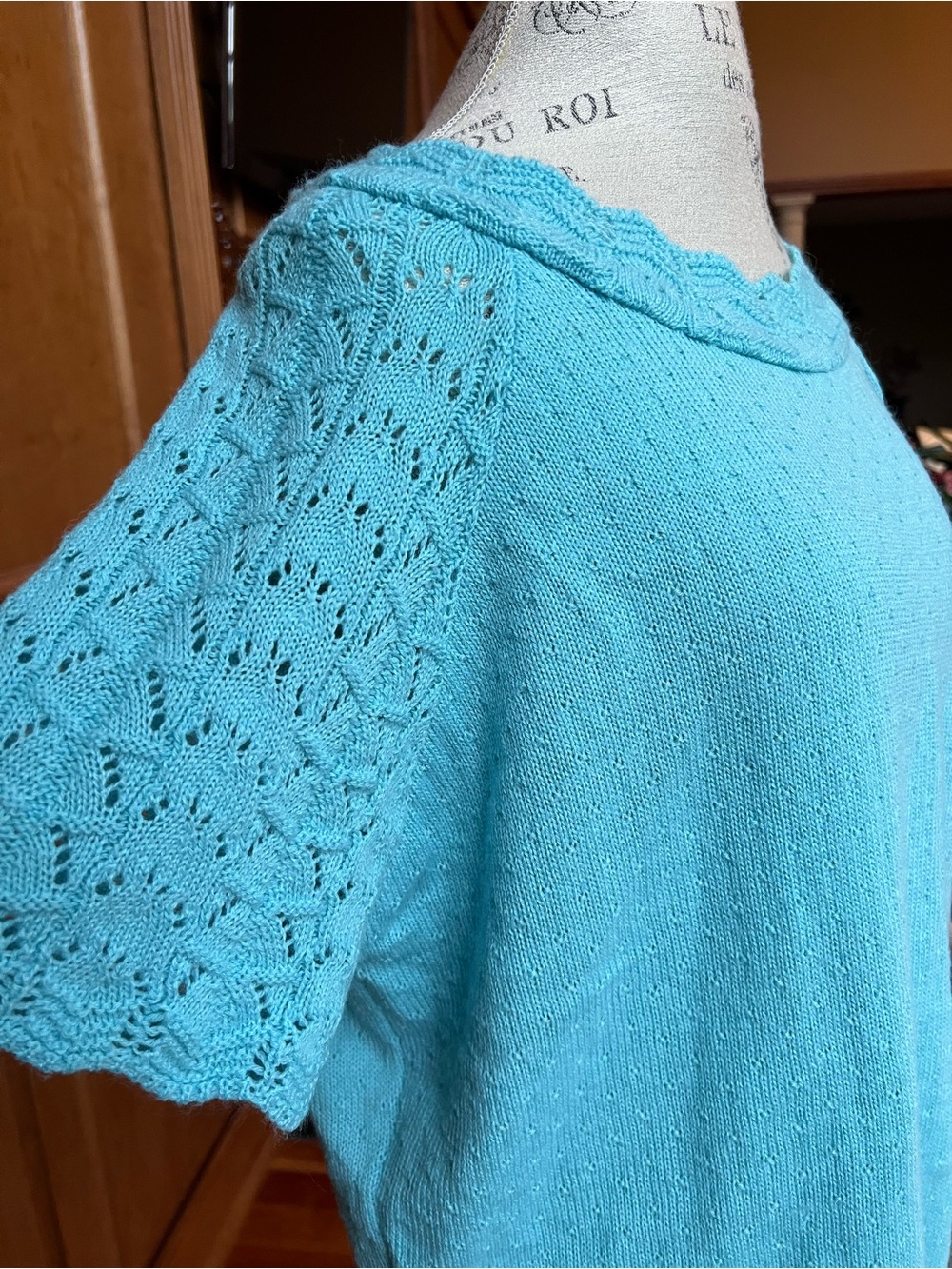 Sara Morgan Turquoise Short-Sleeve Knit Scoop Neck Top women’s XL